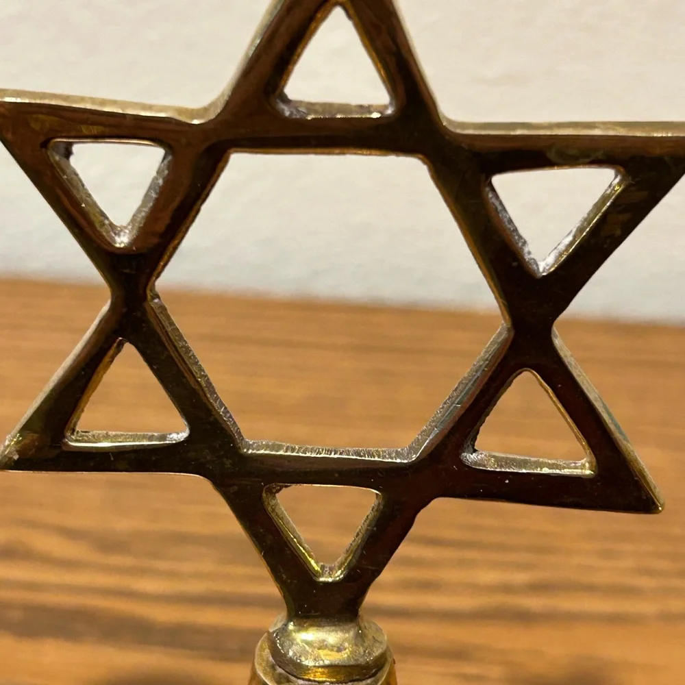 Brass Star of David Candle Holder